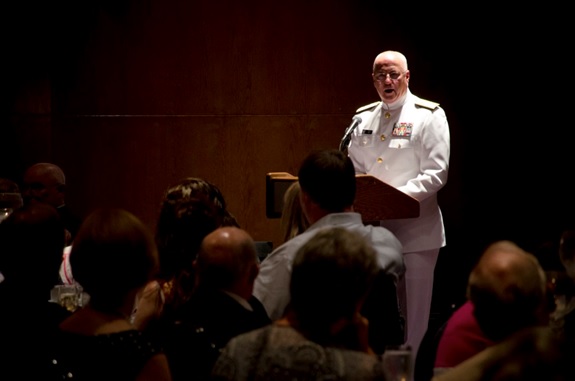 140718-IG780-N-035 NORFOLK, Va. (July 18, 2014) - Rear Adm. Mark L. Tidd, Chief of Navy Chaplains, speaks at the Franklin Society's dinner and dance as part of the group's annual reunion. The annual meeting of the Franklin Society honors the men who served aboard aircraft carrier USS Franklin (CV 13) during World War II. (U.S. Navy photo by Mass Communication Specialist 3rd Class Shane A. Jackson/Released)